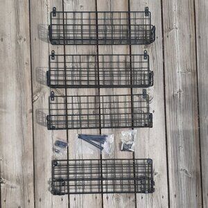 X-cosrack 4 Pack Spice Rack Wall Mount, Upgraded 4-Tier Rack, Black